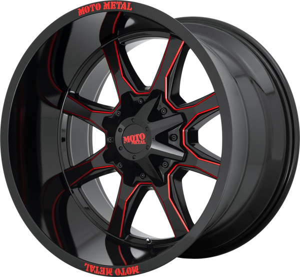 MO970 Gloss Black Milled With Red Tint & Moto Metal On Lip